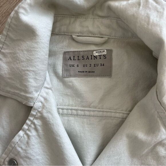 ALLSAINTS Morgan Biker Jacket In White Denim Size 2 - Picture 7 of 11